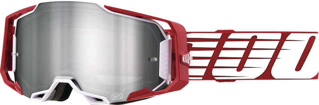 100% Armega Motocrossbrille Oversized Deep Red - Mirror Silver