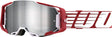100Percent Armega Motocrossbrille, Oversized Deep Red mit silberner Spiegelfront, strapazierfähiges MX-Helmzubehör