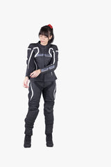 Schwarze, graue und weiße iXS Sport LD Damen Tourenjacke RS-600 1.0 mit reflektierenden Elementen, winddicht und sportlich.
