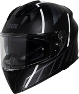 Schwarzer und weißer iXS Integralhelm iXS217 2.0 mit mattem Finish, Schutzhelm für den Motorradsport, Blick auf die Helmschale