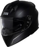 Matt schwarzer iXS Integralhelm iXS217 1.0 mit klarem Visier, vollumfänglicher Schutz, für Motorradfahrer.