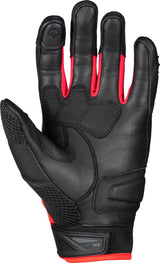 Schwarze und rote iXS Tour Handschuhe Matador-Air 2.0 mit fluoreszierenden Akzenten, atmungsaktiv und für Radfahren geeignet