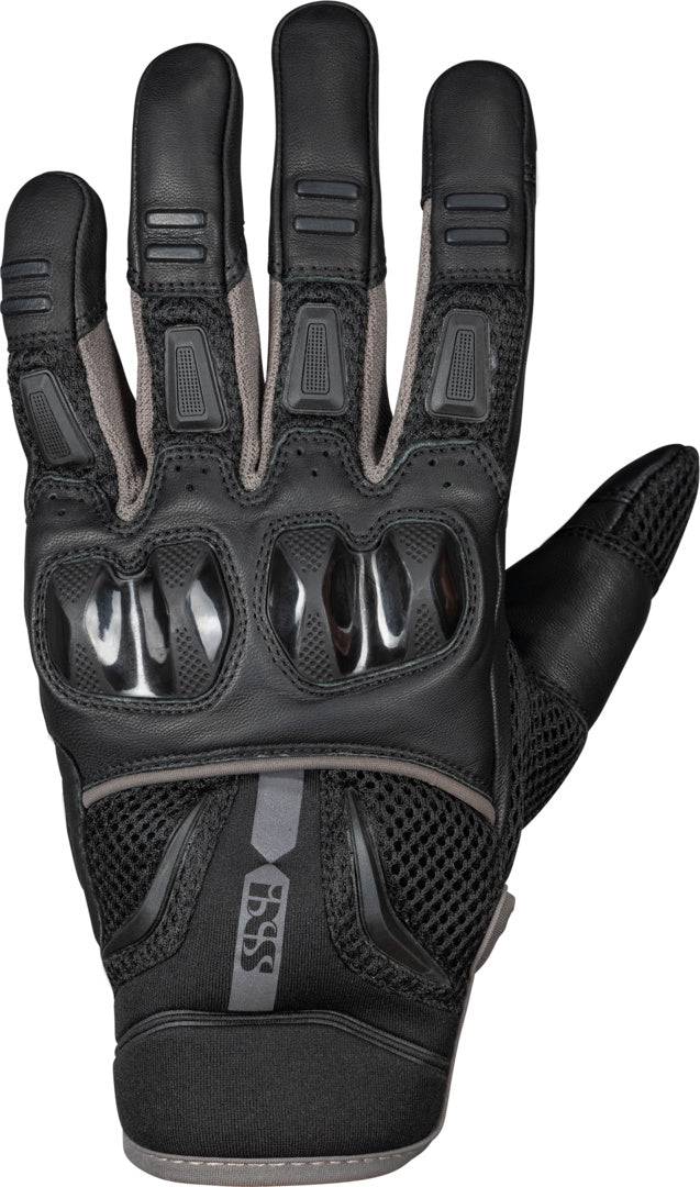 Schwarze iXS Tour Handschuhe Fresh 3.0 mit gepolstertem Handrücken und atmungsaktivem Material, für Radfahren und Touren.