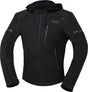Schwarze iXS Classic SO Jacke für Motorräder, robuste Lederjacke mit Schutzdetails, auf einem model getragen