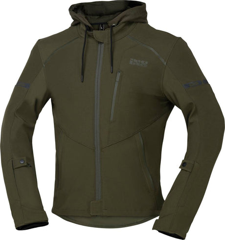 iXS Classic SO Jacke Moto 2.0 in Olivgrün, robuste Motorradjacke mit klassischen Design und Schutzdetails.