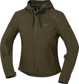 iXS Classic Damen Moto Jacke 2.0 in Olivgrün, strapazierfähige Motorradjacke mit robustem Design und klassischen Stil.