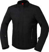 Schwarze iXS Urban Jacke Destination-ST-Plus für Touren, wetterfest und bequem, auf einem modellierten Träger gezeigt