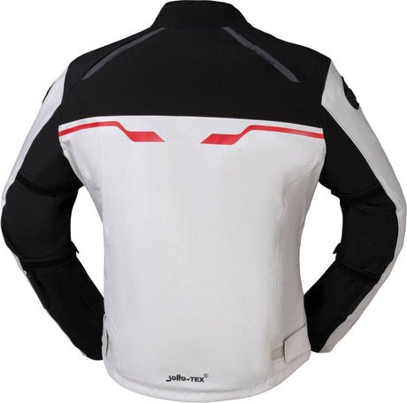 iXS Sport Jacke Hexalon-ST in Weiß, Schwarz und Rot, touring Jacke mit Schutz, für Radfahrer, auf weißem Hintergrund sichtbar
