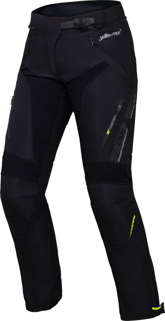 Schwarze Damen Tourenhose iXS Sport Carbon-ST aus strapazierfähigem Material, perfekt für Motorradtouren, mit gepolsterten Bereichen