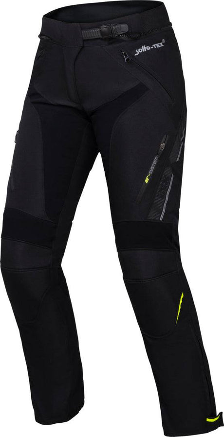 Schwarze Damen Tourenhose iXS Sport Carbon-ST aus strapazierfähigem Material, perfekt für Motorradtouren, mit gepolsterten Bereichen