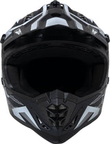 Schwarzer iXS Motocrosshelm iXS363 2.0 in matt schwarz, anthrazit und weiß mit Visier und Belüftungsöffnungen.