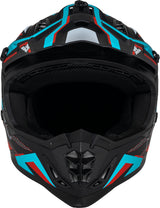 Schwarzer, matter iXS Motocrosshelm iXS363 2.0 mit Petrol- und Rot-Details, leichter Schutzhelm für Offroad-Motorradfahrer