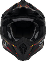 iXS Motocrosshelm iXS189FG 2.0 in mattschwarz und rot, mit Visier und Belüftungsöffnungen, auf einem weißen Hintergrund.