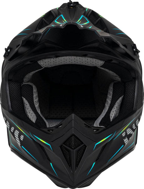 iXS Motocrosshelm iXS189FG 2.0 in mattschwarz-Gelb Fluo, mit Visier und Belüftung für sicheren Schutz beim Motocross.