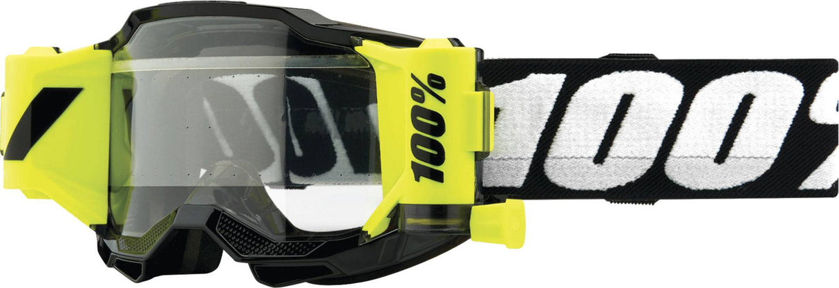 Motocrossbrille 100Percent Accuri 2 Junior Forecast Black mit klarem Sichtfeld, robustes Design, ideal für junge MX-Fahrer.