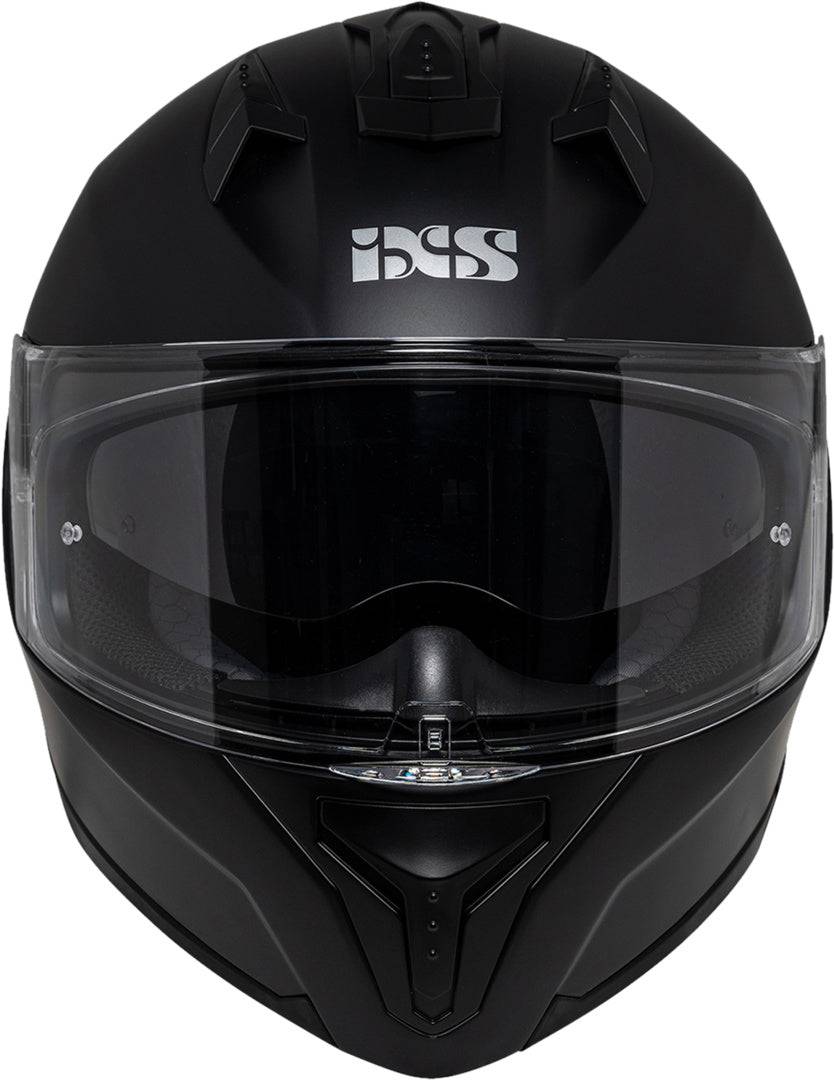 Schwarz mattierter iXS Integralhelm iXS217 1.0 mit Visier und Belüftungsöffnungen, für sicheren Schutz beim Motorradfahren