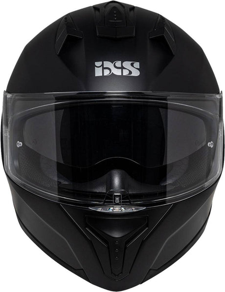 Schwarz mattierter iXS Integralhelm iXS217 1.0 mit Visier und Belüftungsöffnungen, für sicheren Schutz beim Motorradfahren