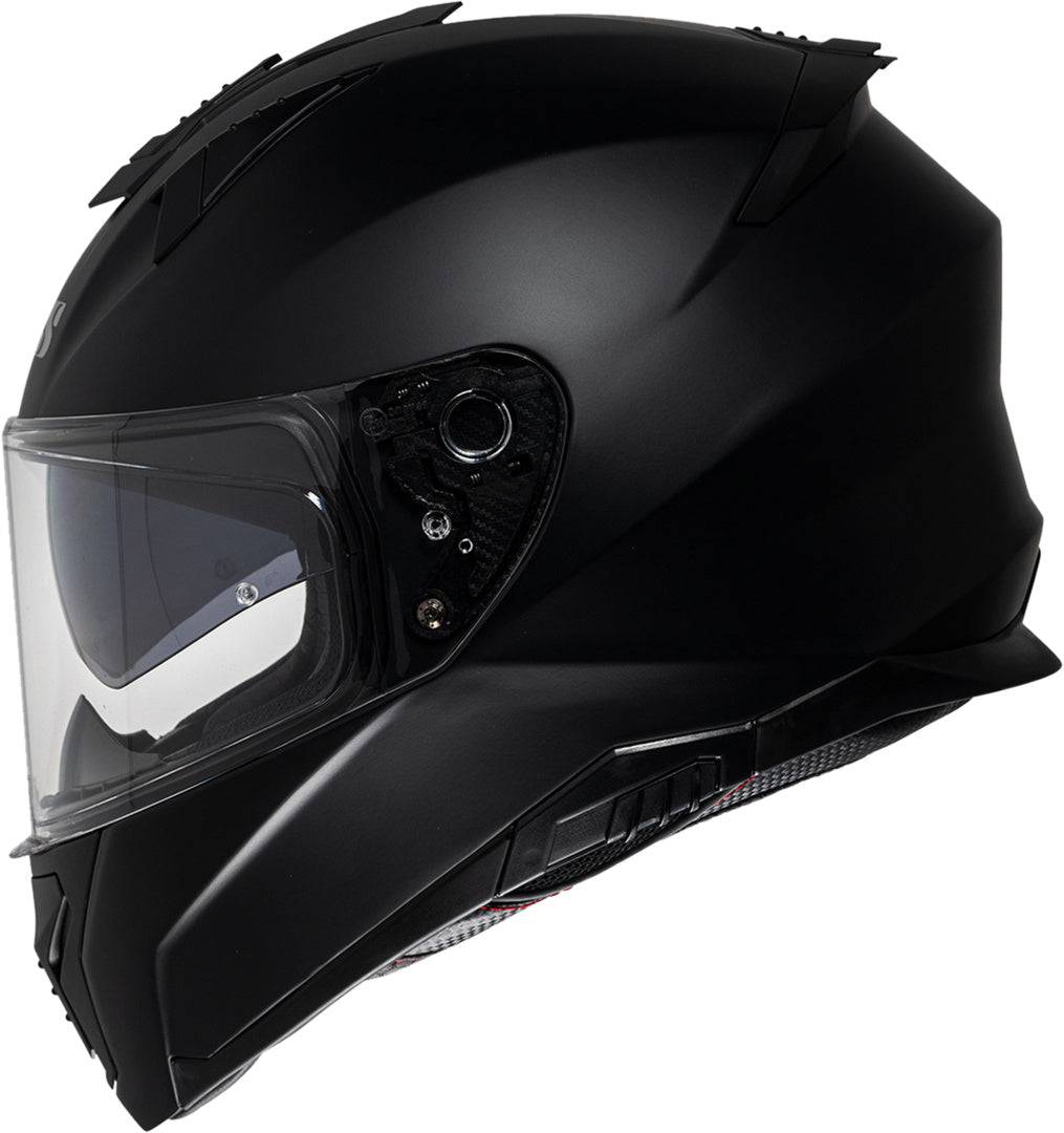 Schwarzer iXS Integralhelm iXS217 1.0 in mattem Finish, vollständiger Schutz, aerodynamisches Design, visier und Belüftungsöffnungen