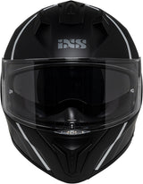 Schwarzer und weißer iXS Integralhelm iXS217 2.0 mit matt Finish, Sichtfeld und Belüftungsöffnungen, für sicheren Fahrrad- oder Motorradschutz.