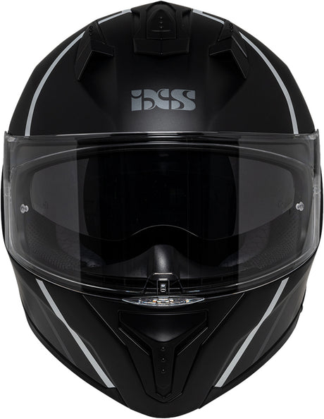 Schwarzer und weißer iXS Integralhelm iXS217 2.0 mit matt Finish, Sichtfeld und Belüftungsöffnungen, für sicheren Fahrrad- oder Motorradschutz.