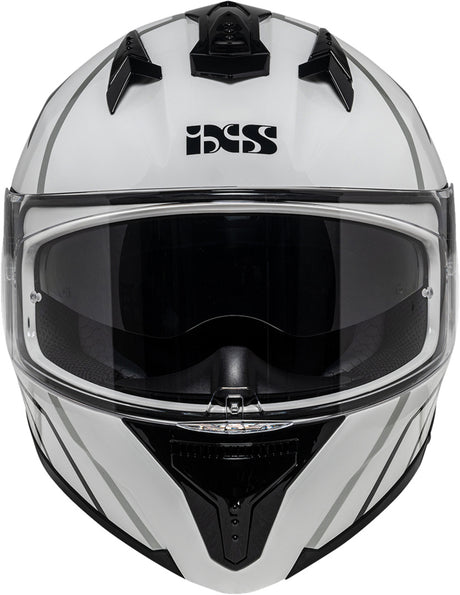 iXS Integralhelm iXS217 2.0 in Weiß-Schwarz, robuste Motorradhelm mit visier und Belüftung für sicheren Schutz