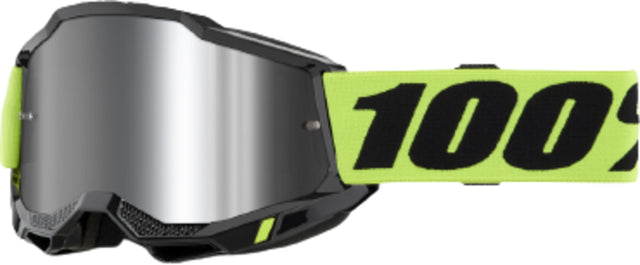 100% Motocrossbrille Accuri 2 Neon Yellow - Mirror Silver Lens