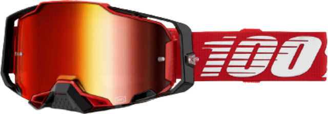 100% Armega Motocrossbrille Red - Mirror Red Lens