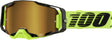 100% Armega Motocrossbrille Neon Yellow - Mirror Gold Lens