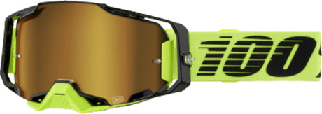100% Armega Motocrossbrille Neon Yellow - Mirror Gold Lens