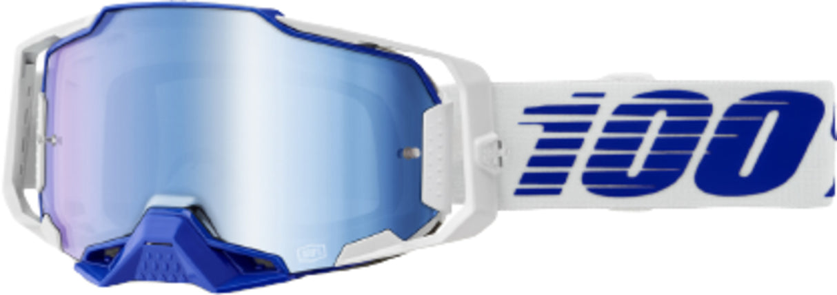 100% Armega Motocrossbrille Blue - Mirror Blue Lens
