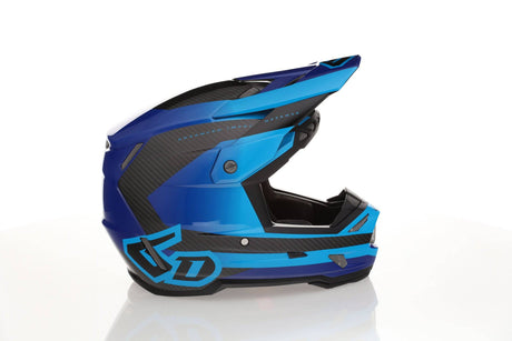 Motocrosshelm 6D ATR-3 Pure Gloss Deep Blue, glänzendes blauer Helm mit Visier und Belüftungsöffnungen, langlebiges Design