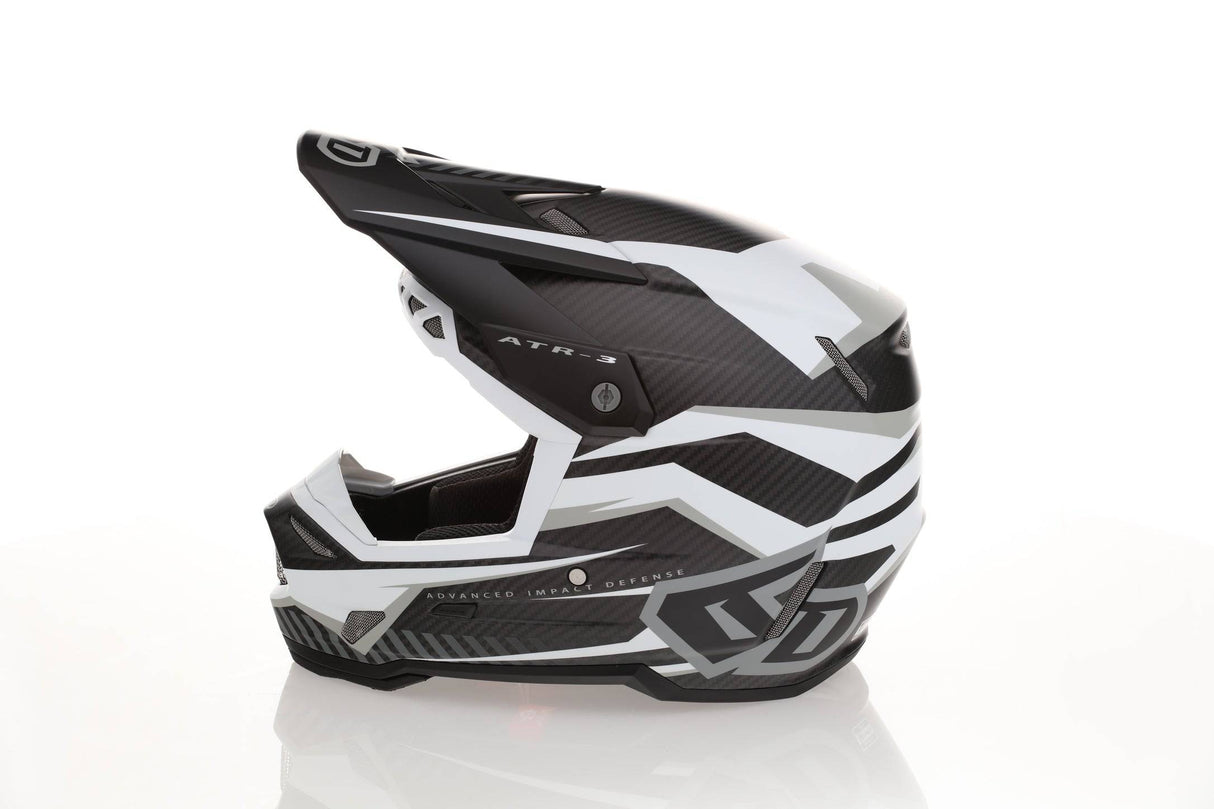 Schwarzer 6D ATR-3 Rival Matte White FIM Motocrosshelm mit Visier und Belüftungsöffnungen, sportlich und sicher für Offroad-Fahrten