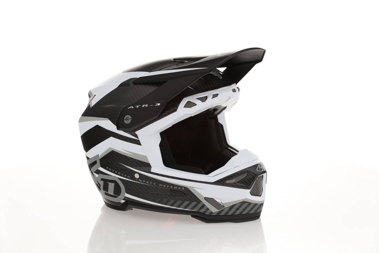 Motocrosshelm 6D ATR-3 Rival in mattem Weiß, stabile Schutzbrille und Belüftungssystem sichtbar
