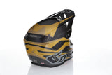 Helles goldener 6D ATR-3 Rival Gloss Motocrosshelm mit Visier und Belüftungsöffnungen, sportliches Design, leicht und sicher.