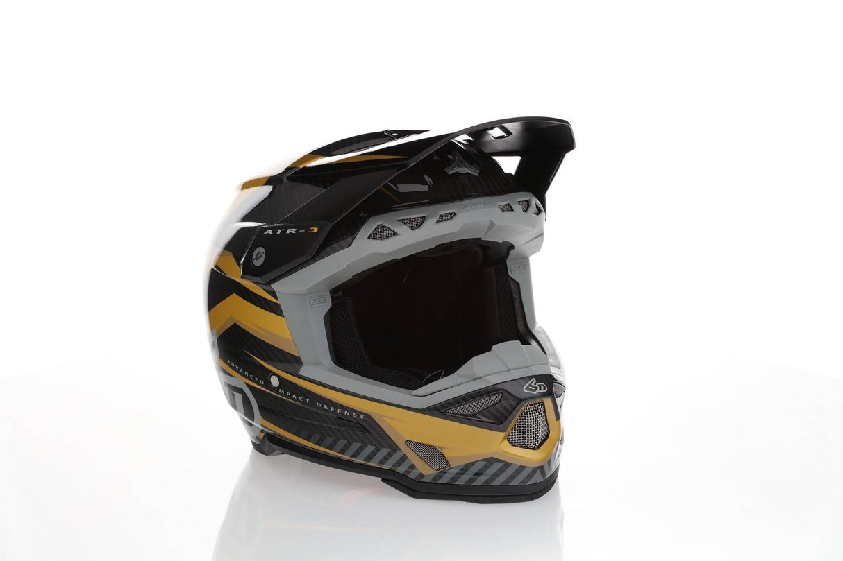 Goldener 6D ATR-3 Rival Motocrosshelm mit glatter Oberfläche und Visier, für sicheren Schutz beim Offroad-Fahren.