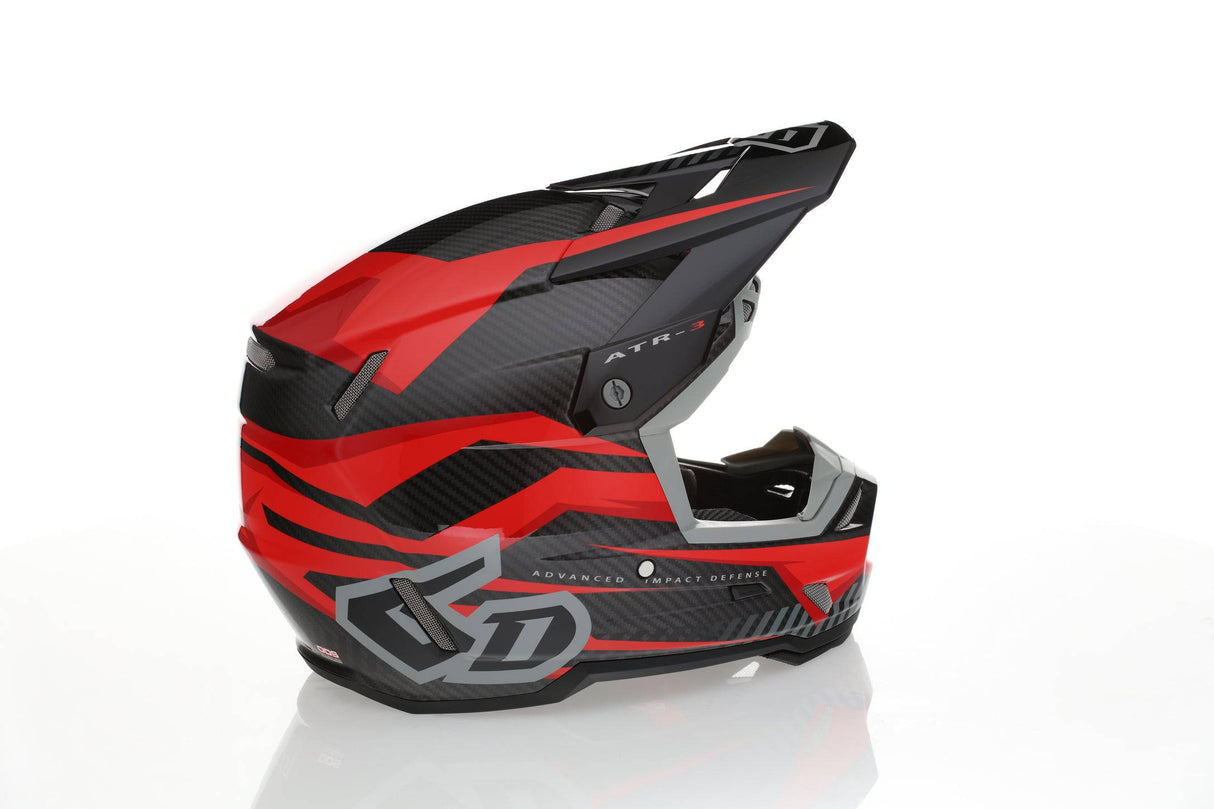 Roter 6D ATR-3 Rival Gloss FIM Motocrosshelm mit Visier und Belüftungsöffnungen, stabiler Schutz für Motocrossfahrer