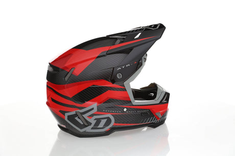 Roter 6D ATR-3 Rival Gloss FIM Motocrosshelm mit Visier und Belüftungsöffnungen, stabiler Schutz für Motocrossfahrer