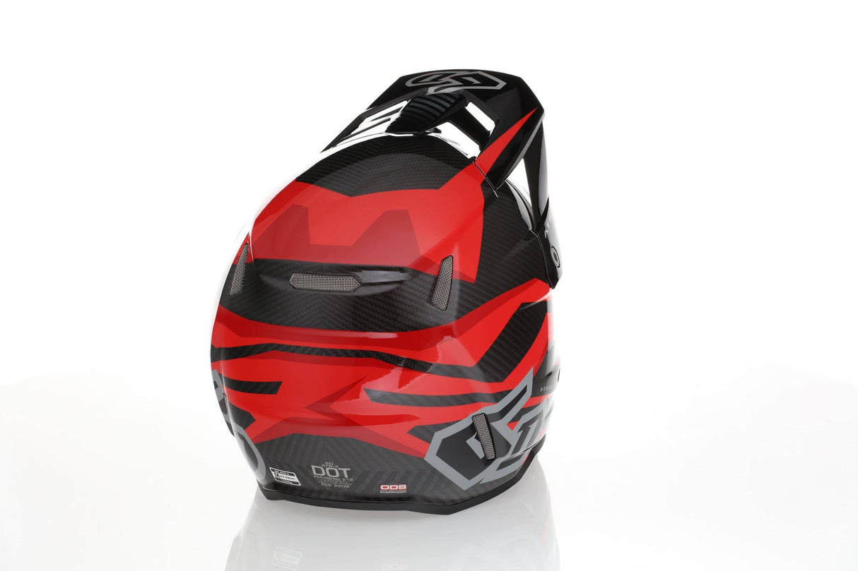 Motocrosshelm 6D ATR-3 Rival Gloss Red FIM mit aerodynamischem Design und verstellbarem Visier, rot glänzend, für Offroad-Fahrer