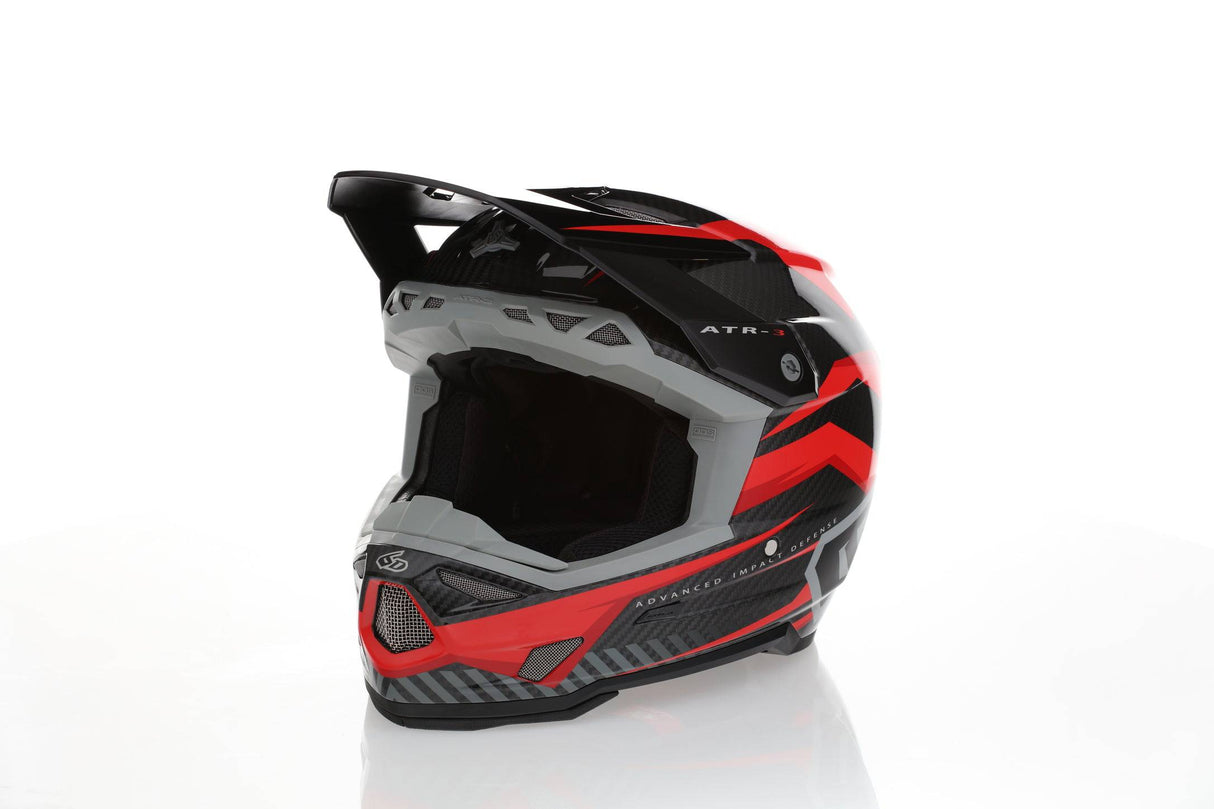 Motocrosshelm 6D ATR-3 Rival Gloss Rot mit belüfteter Schale und Visier, blickdichtes Design, sicherer Schutz für Fahrer