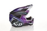 Motorradhelm 6D ATR-3 Reflex Gloss Purple FIM in glänzendem lila mit Visier und Belüftungsöffnungen.