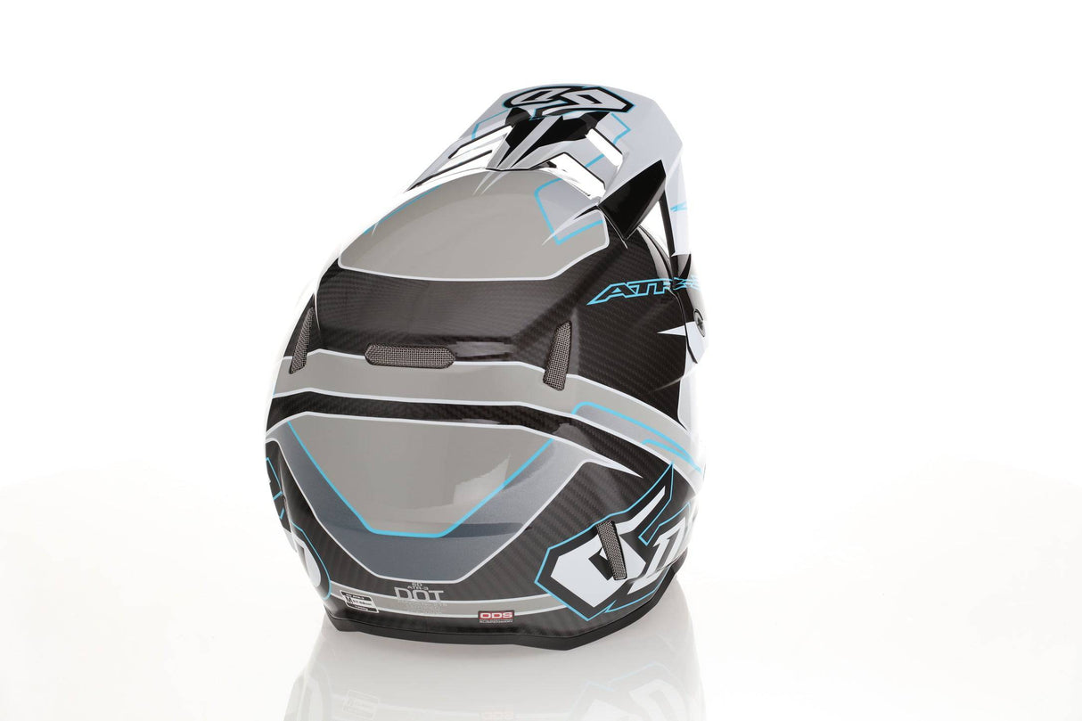 Weißer 6D ATR-3 Reflex Gloss Motocrosshelm mit schützender Design und Belüftung, seitliche Reflexdetails sichtbar.