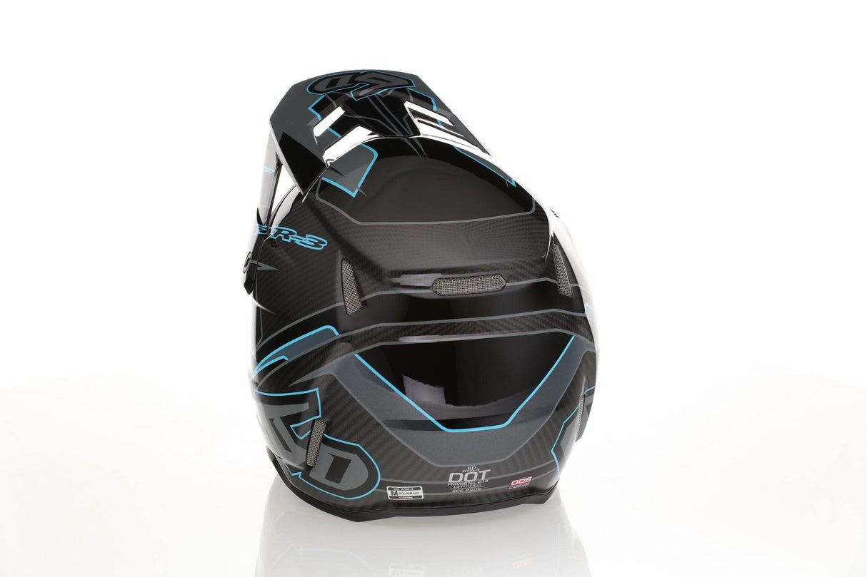Schwarzer 6D ATR-3 Reflex Gloss Black FIM Motocrosshelm mit schwarzer Visierabdeckung, aerodynamischem Design und Belüftungssystem