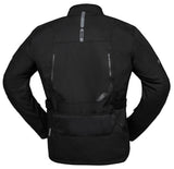 Schwarze iXS Tour Jacke Lennox-ST für Adventure, mit sichtbaren Reißverschlüssen und strapazierfähigem Material.