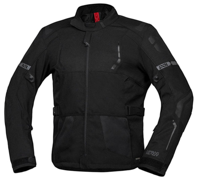 Schwarze iXS Tour Jacke Lennox-ST für Abenteuer; atmungsaktive, strapazierfähige Outdoor-Jacke mit Reißverschlusstaschen.