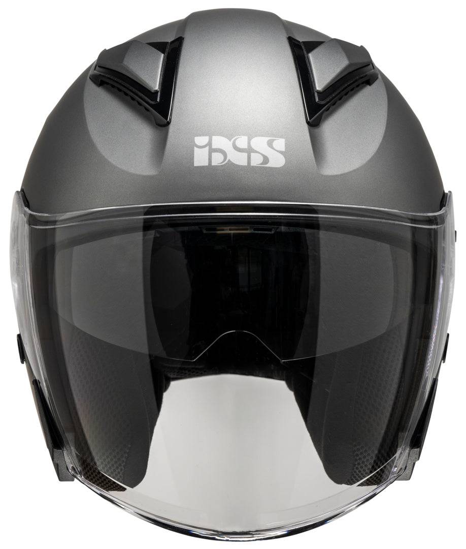 Graue iXS Jethelm iXS868 SV mit mattem Finish, Sichtscheibe und Belüftung für sicheren Motorradschutz