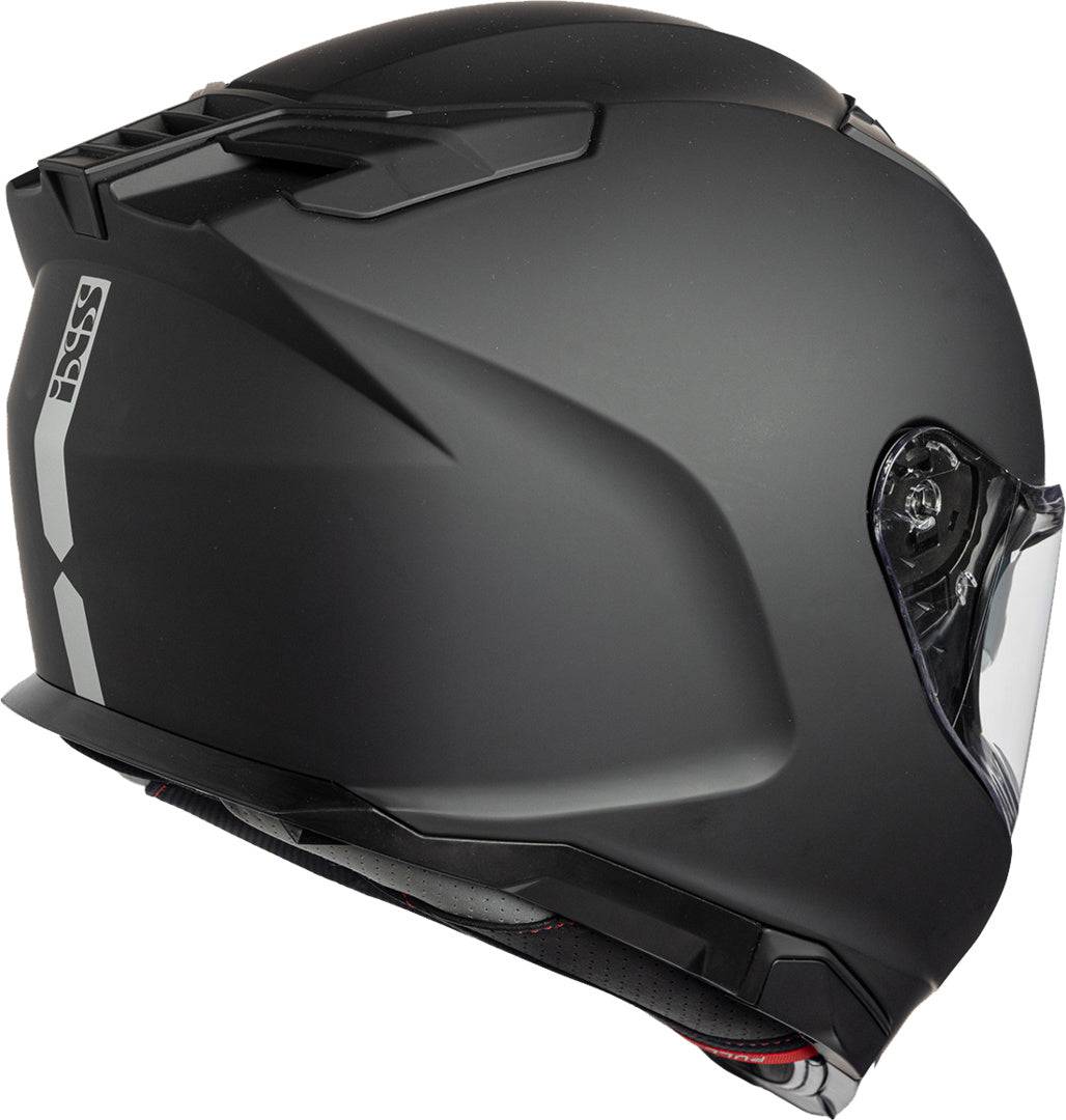 Schwarzer iXS Integralhelm iXS912 SV 1.0 in mattem Finish, vollständig sichtbar mit Visier und Belüftungsöffnungen