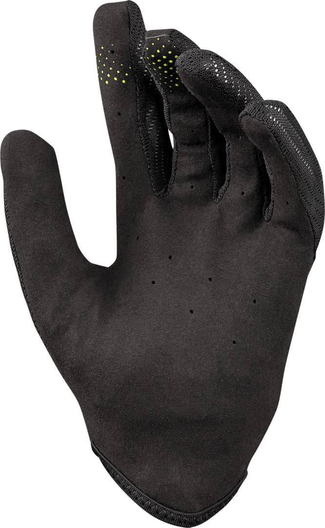 Schwarze iXS Carve Handschuhe für Kinder, robuste Handschuhe mit rutschfesten Griffen für sicheren Halt beim Radfahren.