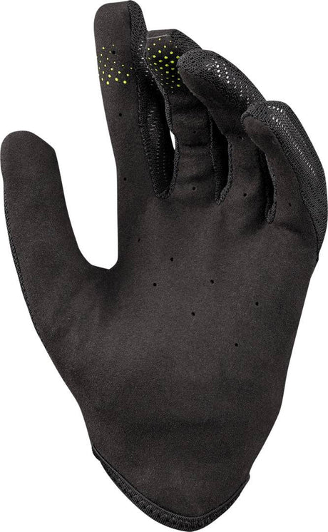 Schwarze iXS Carve Handschuhe für Kinder, robuste Handschuhe mit rutschfesten Griffen für sicheren Halt beim Radfahren.
