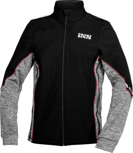 Schwarze, graue und rote iXS Funktions-Jacke ICE 1.0 mit atmungsaktivem Material und reflektierenden Details, Frontansicht