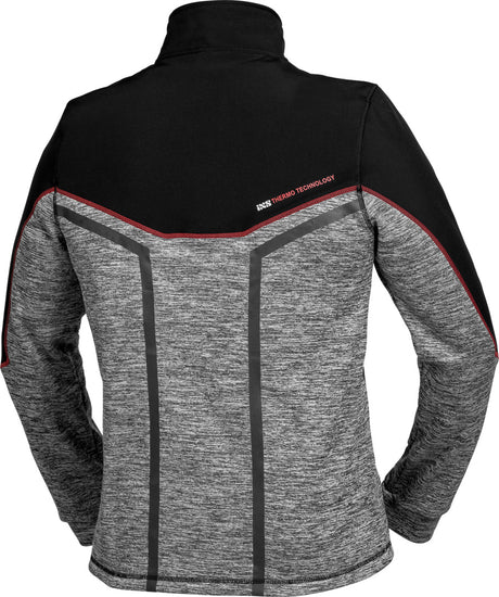 Schwarze, graue und rote iXS Funktions-Jacke ICE 1.0 mit Kapuze und Reißverschluss, atmungsaktive Funktionsbekleidung.